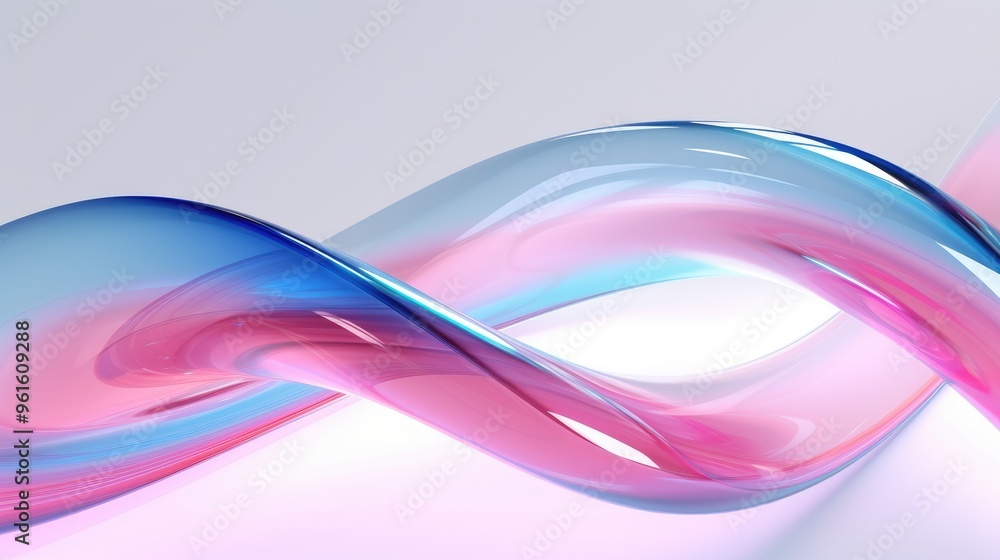 Poster abstract background with flowing, iridescent shapes in shades of pink and blue, creating a dynamic a