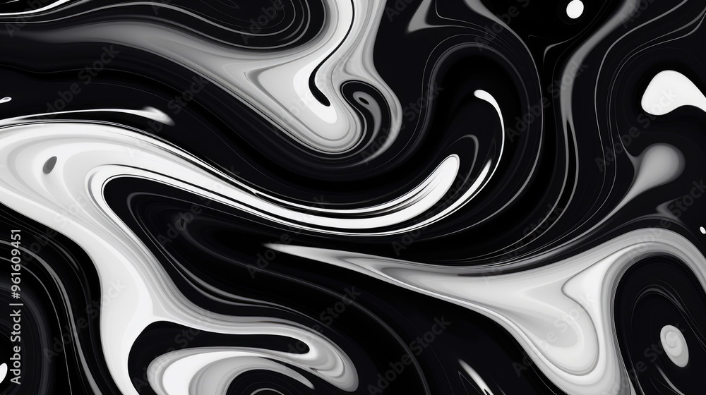 Poster abstract black and white swirl background. a mesmerizing pattern of swirling lines and curves create