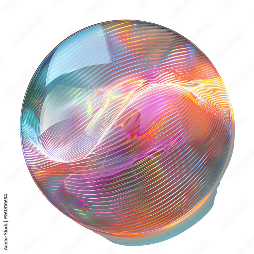 Poster a colorful, abstract sphere with swirling patterns and shimmering effects, ideal for creative projec