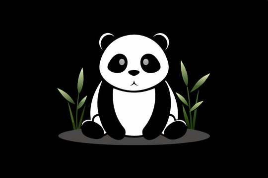 recommend clip art: A black and white classic panda sticker