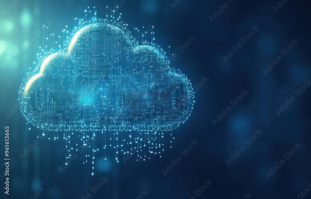 Aufkleber digital cloud icon with circuit board design illustrating futuristic technology and data storage con