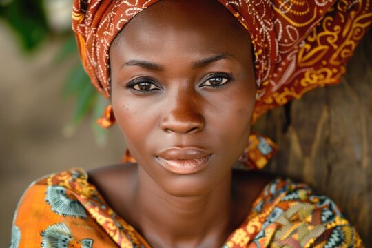 Portrait of a nigerian woman in traditional attire celebrating cultural heritage AI