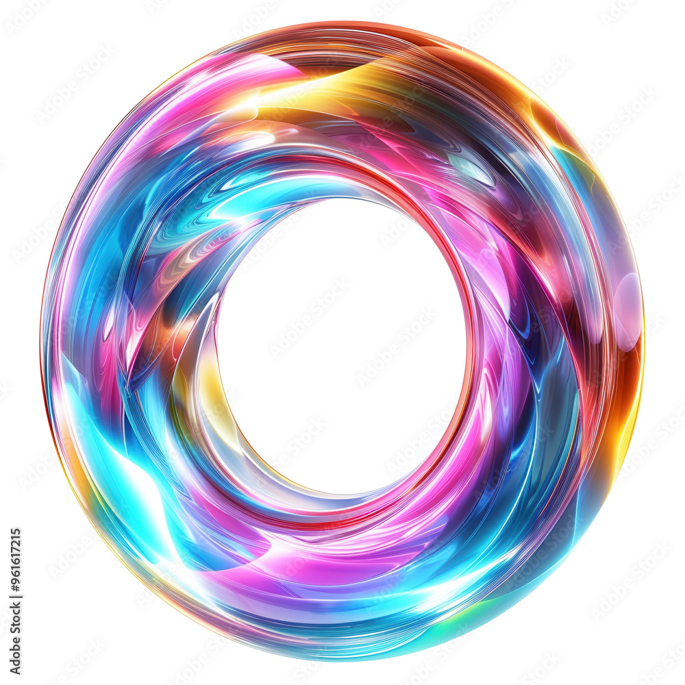 Poster a vibrant abstract swirl, showcasing colorful light patterns in a circular form, perfect for modern 