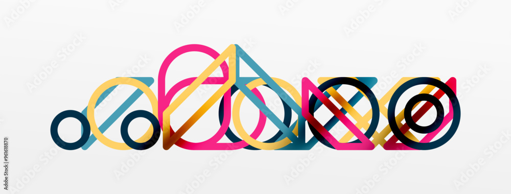 Aufkleber abstract background - colorful circle lines technology or business digital template