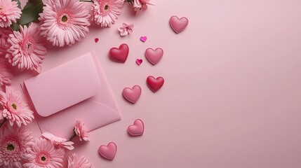 Pink Gift Box With Spring Blossoms on Pink Background