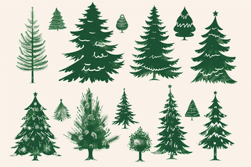 Obraz premium christmas trees set