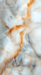 A detailed shot of a piece of marble with unique veins and patterns, set against a light background