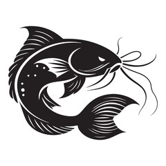 Simple Catfish Silhouette Logo Template