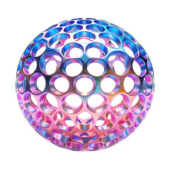 Colorful 3D abstract sphere showcasing a unique pattern of holes, ideal for modern designs and futuristic concepts.