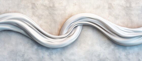  A painting of a white wave on gray backdrop, featuring a light brown spot in its center
