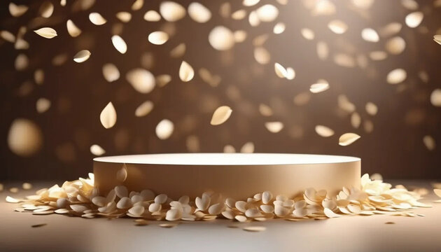 I ory 3d podium display with petals, ai