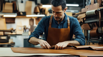 Luxury fashion manufacturing in Italy, with skilled artisans crafting leather goods.