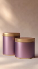 Mockup metallic purple candle tin container lighter for branding story background