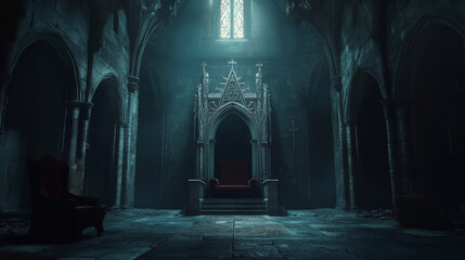 Halloween Eerie Throne Room in Gothic Castle
