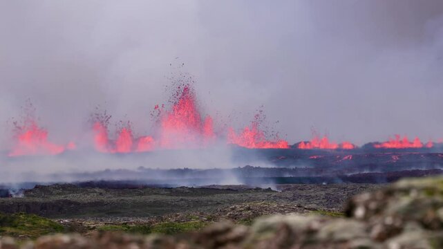 August 22 2024 eruption on the Reykjanes peninsula in Iceland.