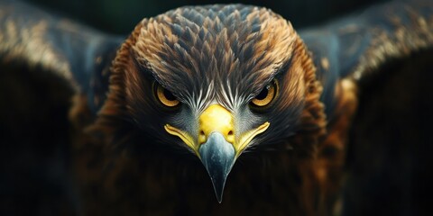 Close-up of a Golden Eagle's Face with Intense Gaze