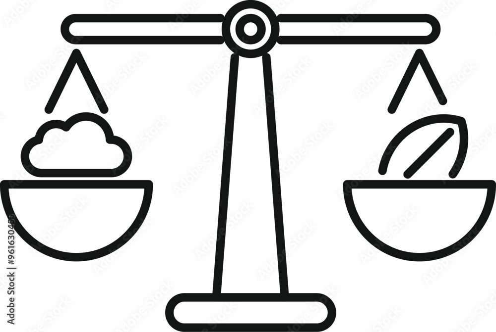 Aufkleber simple line icon representing the concept of balancing technological advancement with environmental 