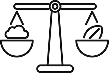 Simple line icon representing the concept of balancing technological advancement with environmental responsibility