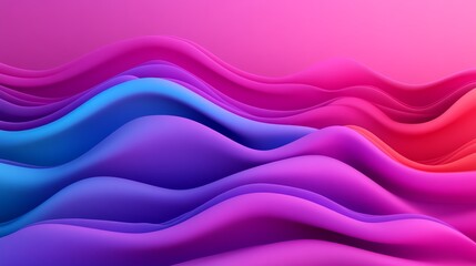Obraz premium Vibrant abstract waves in pink and blue tones, creating a dynamic and fluid visual expression for backgrounds or design projects.