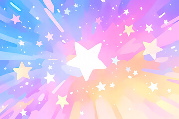 カラフルな星がキラキラ彩る幻想的な空の可愛い背景