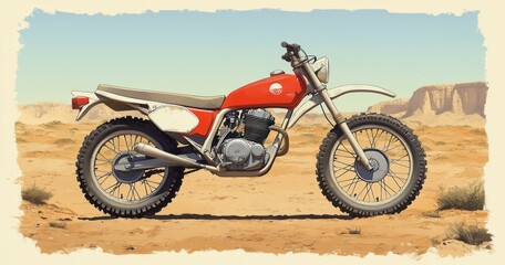 Adventure Awaits: Dual-Sport Motorcycle in Desert Landscape