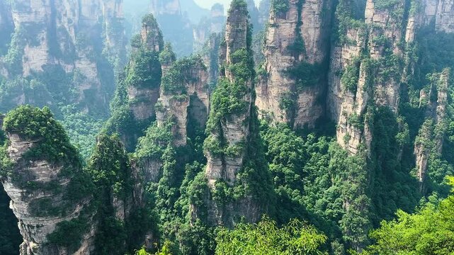 Landscape in Wulingyuan Scenic Interest Area, Zhanghiajie, Hunan, China. UNESCO World Heritage. Tourist attraction.