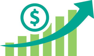 Growing Graph Icon Illustration