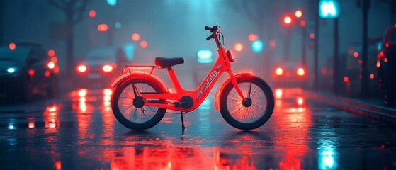 Moonlight Cityscape, Bike Ride at Night