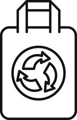 Line drawing of a shopping bag featuring a recycling symbol, representing eco conscious consumer choices