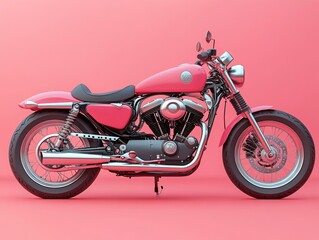 New Model Red Motorcycle with Modern Design and Reflective Surfaces