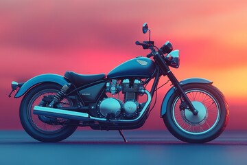 Naklejka premium Classic Motorcycle at Sunset