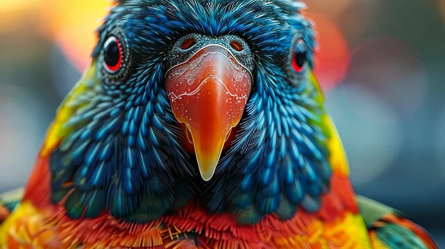 Colorful parrot close-up with vibrant plumage, wildlife photography concept