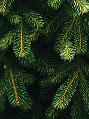 Fototapeta premium Evergreen Pine Christmas Tree Close-up