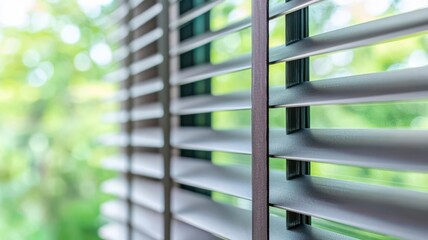 Cleaning blinds with a dusting tool, ensuring they are dust-free
