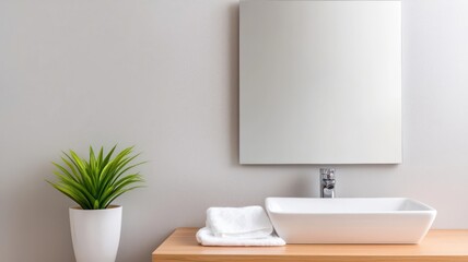 Cleaning the bathroom mirror with a cloth, leaving it spotless and reflective