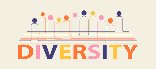 Diversity vector illustration, minimalism geometry design, color banner, poster