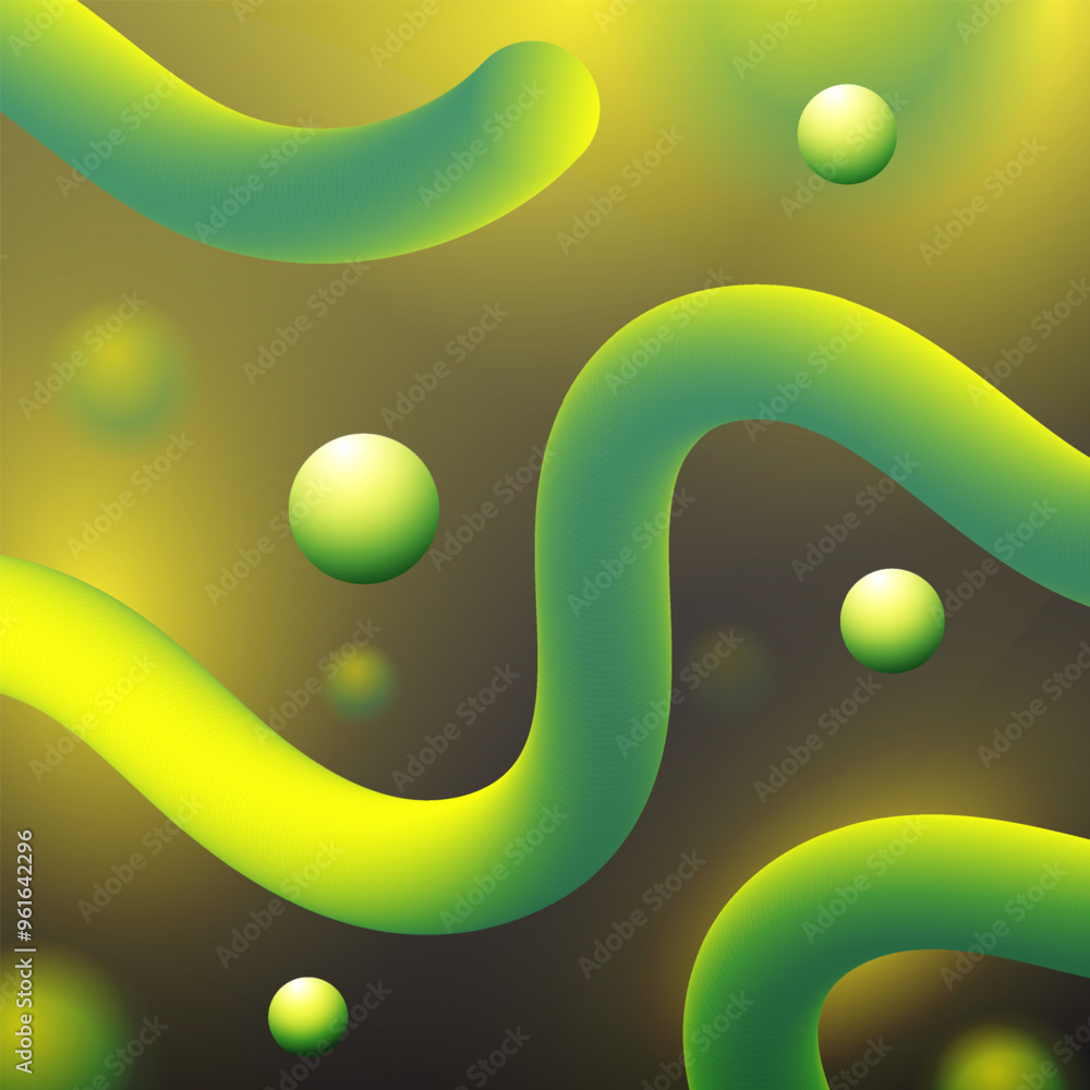 Poster green gradient color abstract 3d fluid background design. web landing page banner design. 3d green f