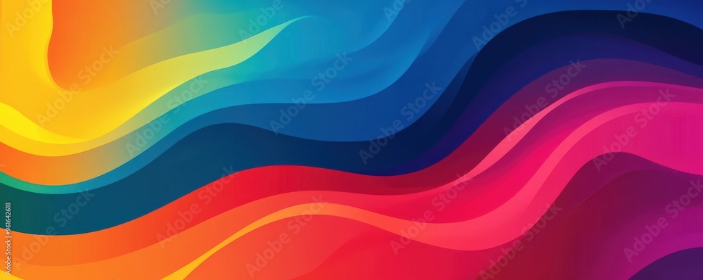 Poster vibrant gradient background with colorful curved lines creating a dynamic and abstract pattern for d