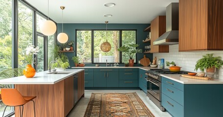 Modern Kitchen Design with Wooden Cabinets and Natural Light