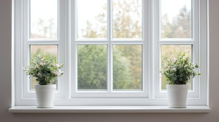 Fototapeta premium Wiping down window sills and frames, keeping them free of dust and grime