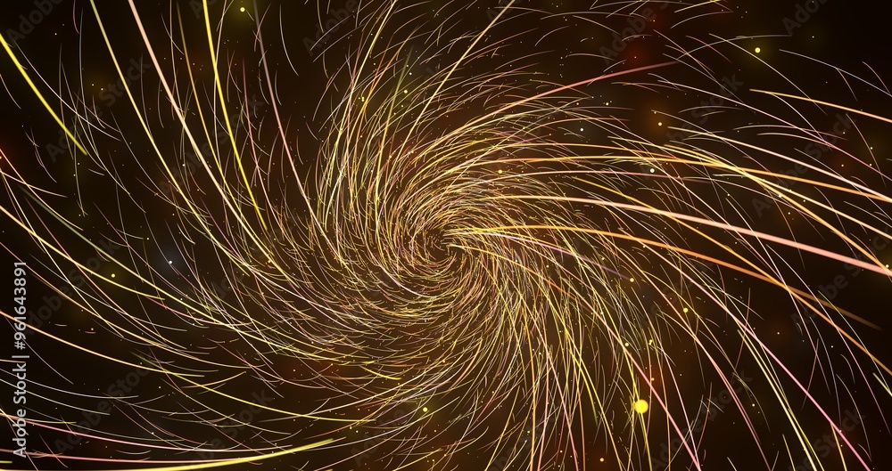 Poster Flying inside digital data tunnel. Futuristic abstract background with neon rays