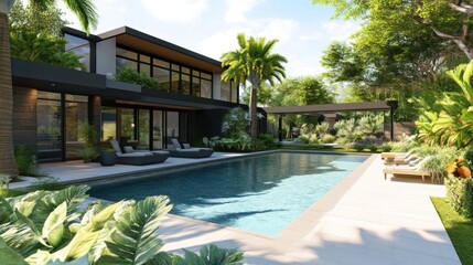 Fototapeta premium Modern House with Pool