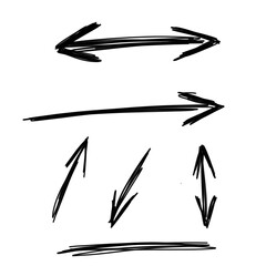 set of grunge arrows in black pencil, on a transparent background. grunge doodles in png format