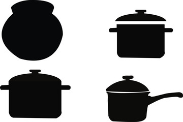 black, pot, icon, vector,food