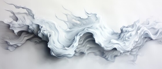  A white background featuring abstract swirls in shades of white and gray, with a central white wall depicted
