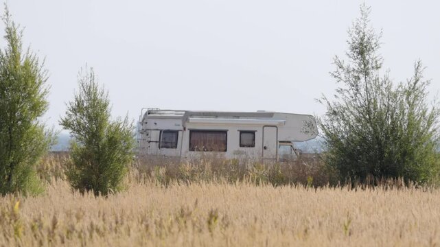 Breaking bad like shot of camper