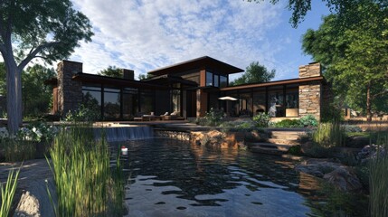 Obraz premium Modern House by the Water