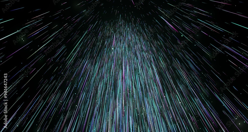 Aufkleber flying inside digital data tunnel.