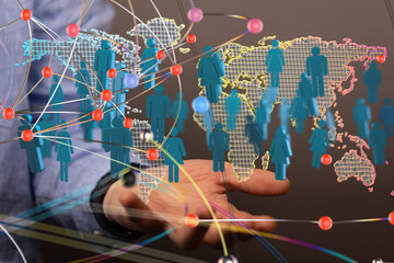 Structure of world economy, communication network global - 3d