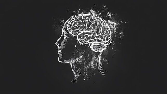 Abstract silhouette of brain thinking